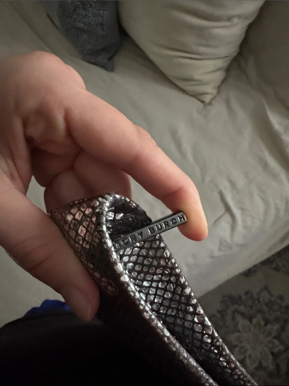 Metallic Silver Tory Burch Clutch Wallet for Women